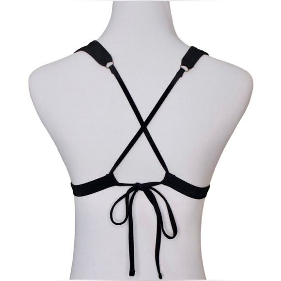 Xhilaration Beaded Black String Bikini Swim Top LARGE Swimwear Vacation Beach - Picture 2 of 9